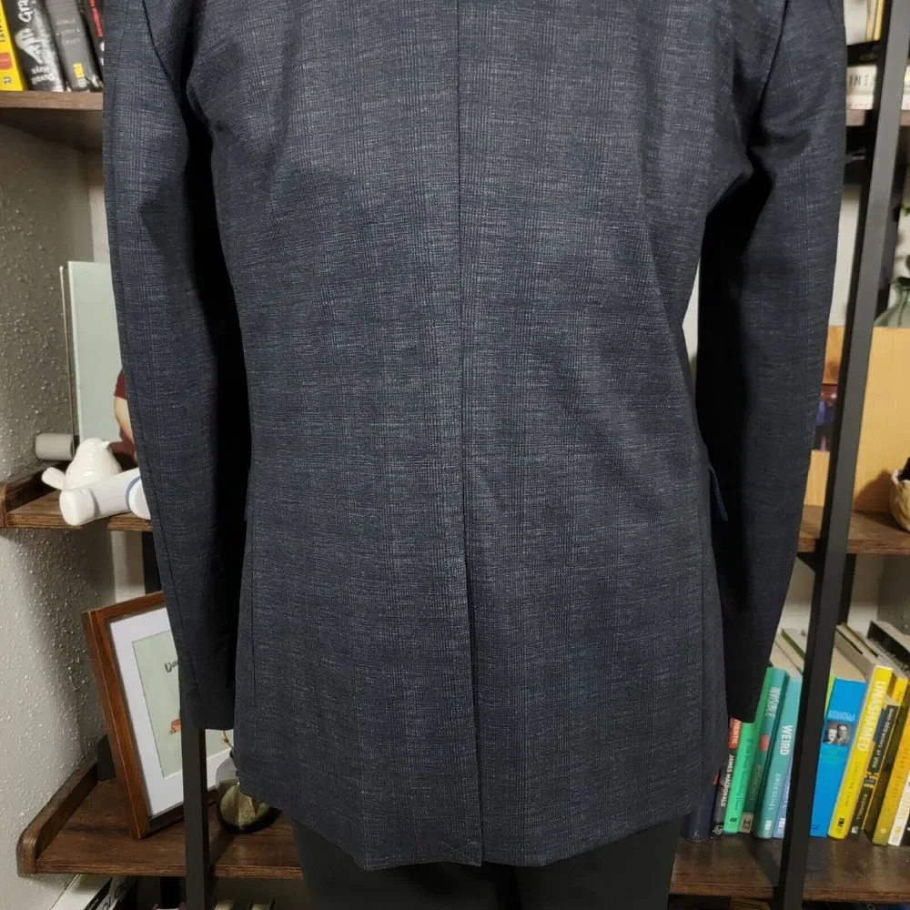 Joseph Abboud Men's Sport Coat‎ Blazer Two Button Navy Blue Plaid Slim Fit XLT